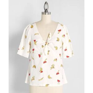 ✨ModCloth Pack a Picnic Tie Front Linen Sz Small Shirt✨